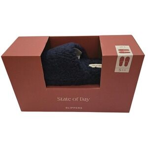 State of Day Navy Blue Sherpa Slippers Womens Size Small 5-6 New in Box